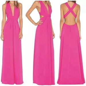 JILL STUART Deep V Gown in Gossip pink, Sz 2, $328 B26